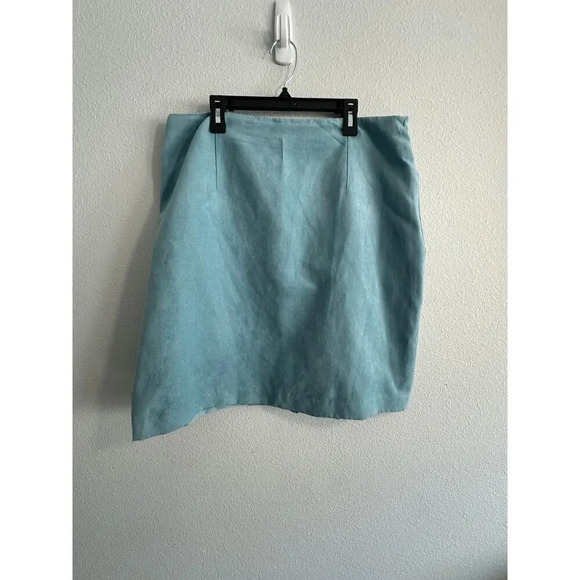 Vintage Sheri Martin New York Light Blue Suede Mini Skirt Womans Size 14 - Picture 2 of 12